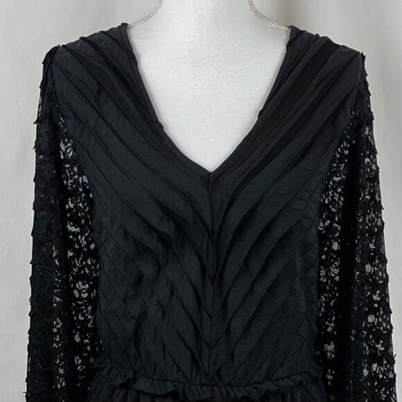 Suzanne Beto Black Ruffled Lace Boho Hippie  Whimsigoth Dress NWT Size 2X - Picture 3 of 15